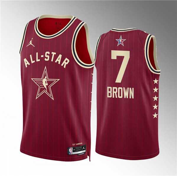 Mens 2024 All-Star #7 Jaylen Brown Crimson Stitched Basketball Jersey->->NBA Jersey
